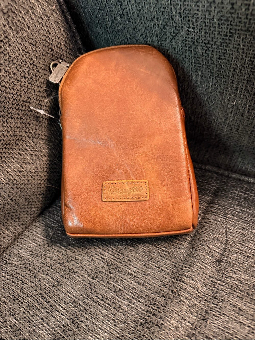 Wrangler Tan Brown Leather Toiletry Pouch